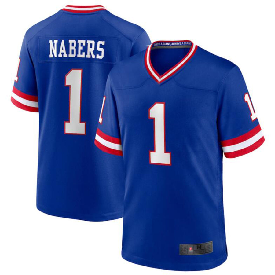 Custom #1 Royal NYG Football Shirt Top