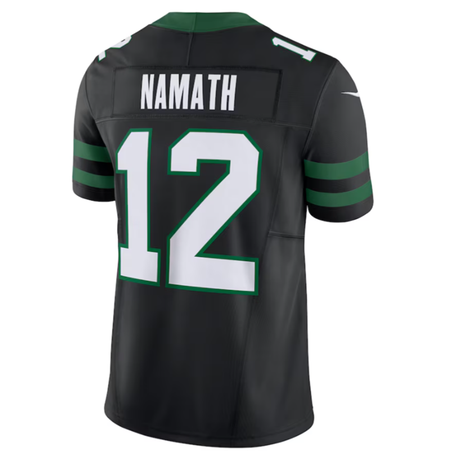 Custom #12 Black NYJ Football Shirt Top