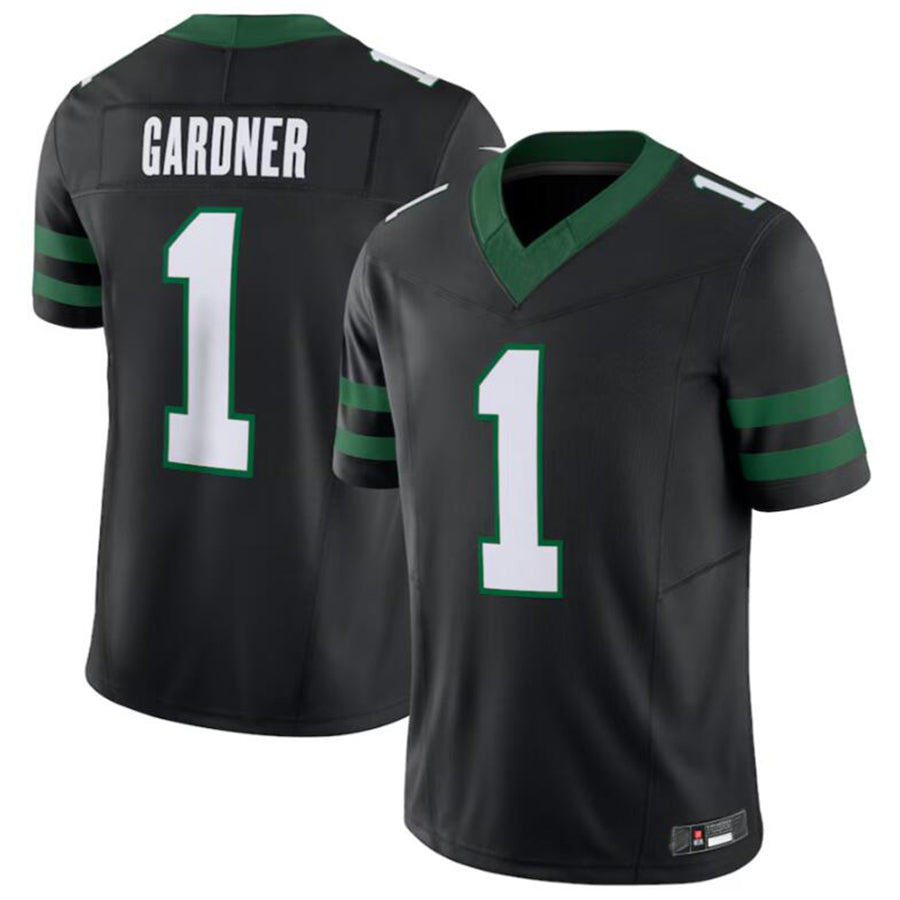 Custom #1 Black NYJ Football Shirt Top
