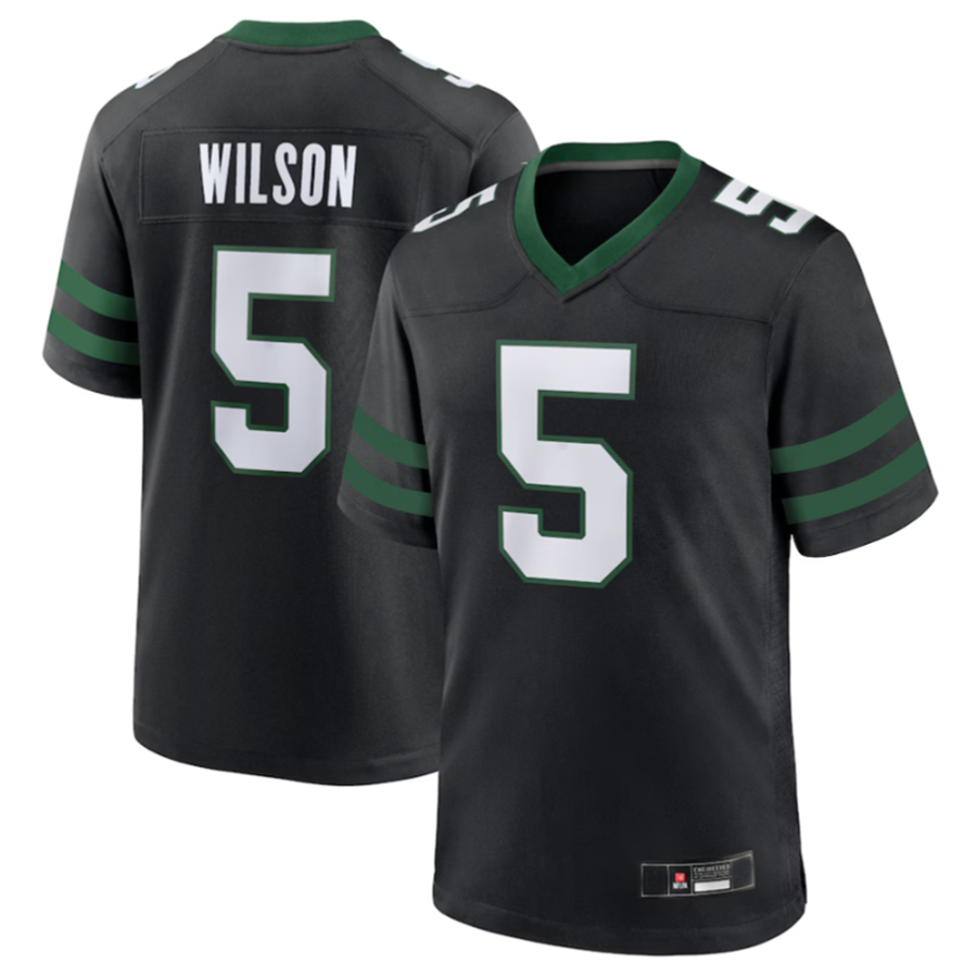 Custom #5 Black NYJ Football Shirt Top