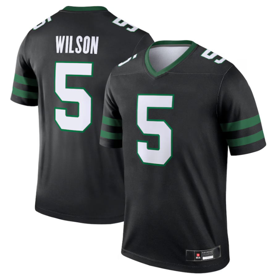 Custom #5 Black NYJ Football Shirt Top