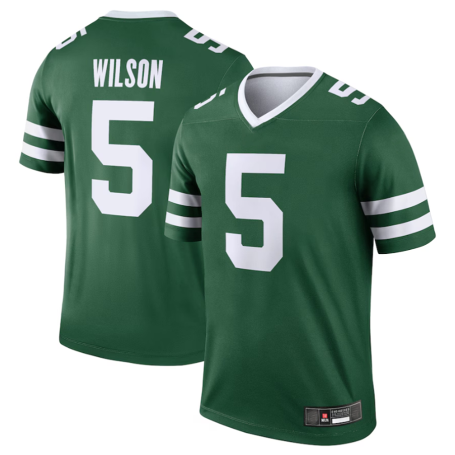 Custom #5 White NYJ Football Shirt Top