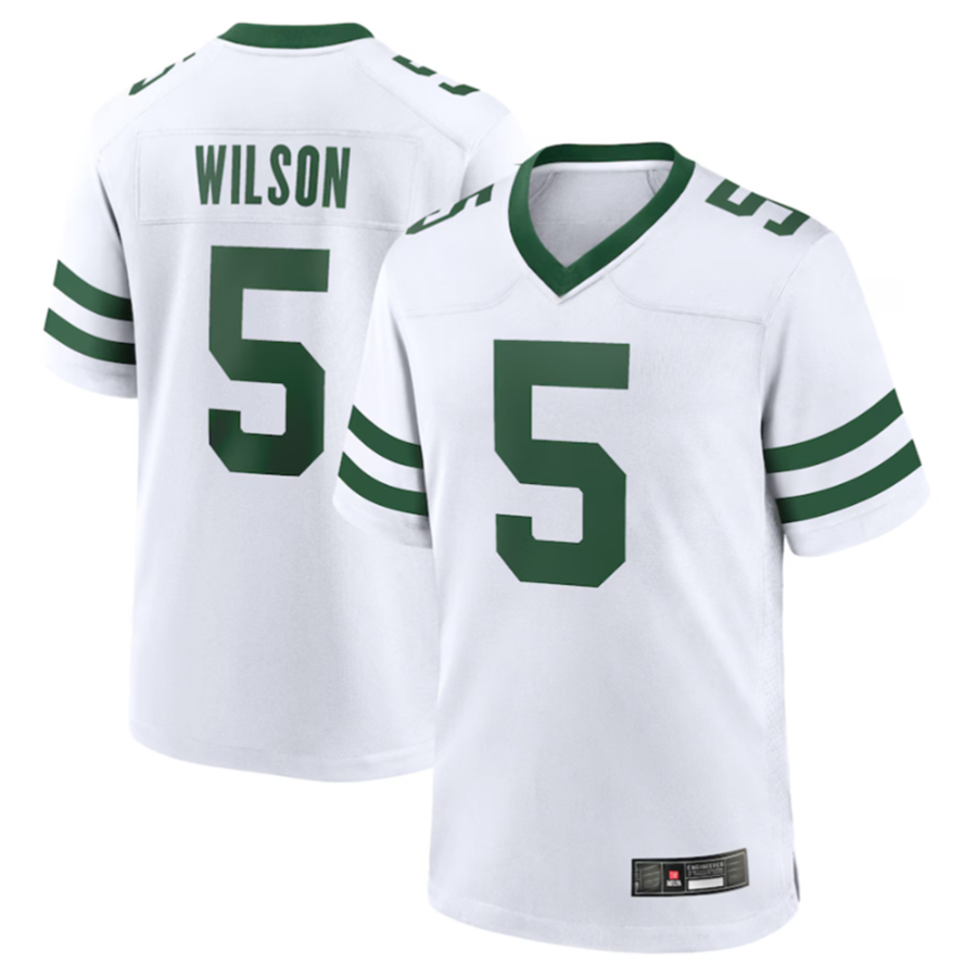 Custom #5 White NYJ Football Shirt Top