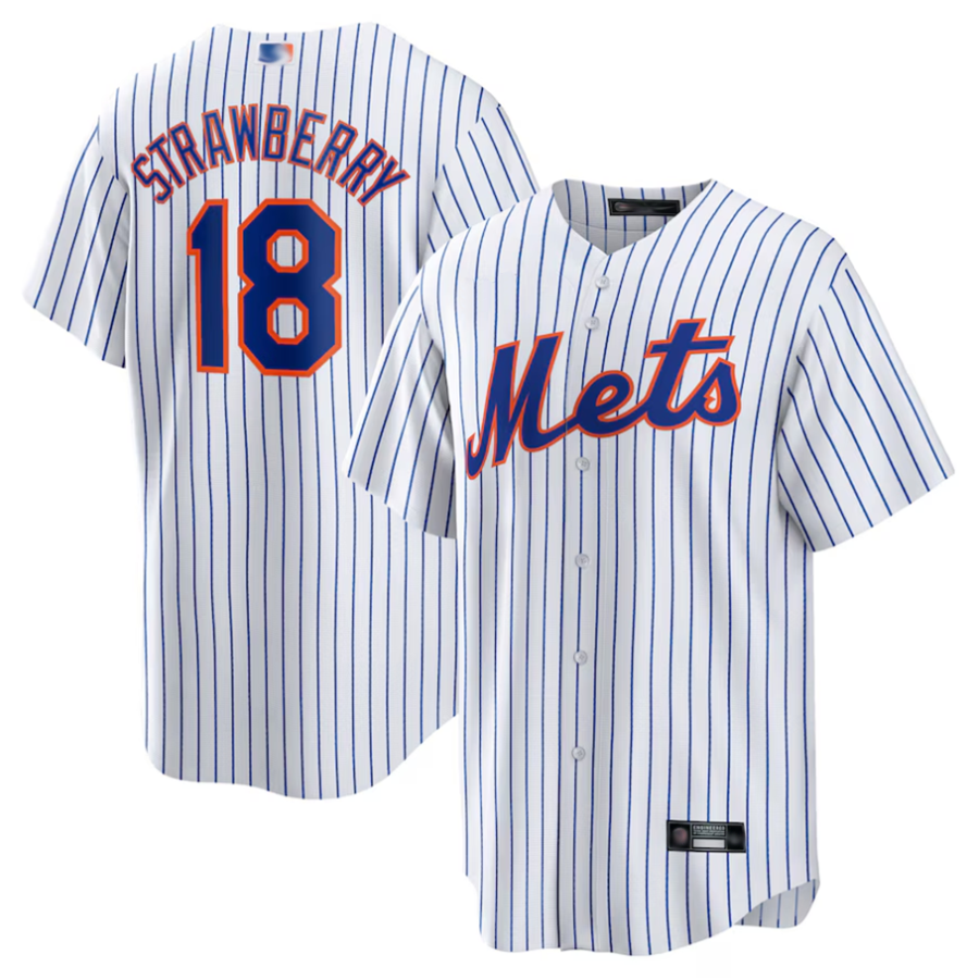 Custom #18 White NYM Baseball Shirt Top