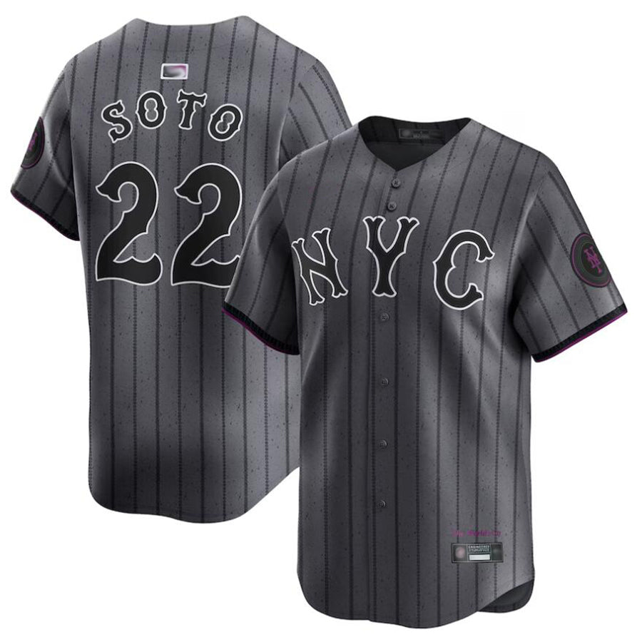 Custom #22 Gray City Connect NYM Baseball Shirt Top