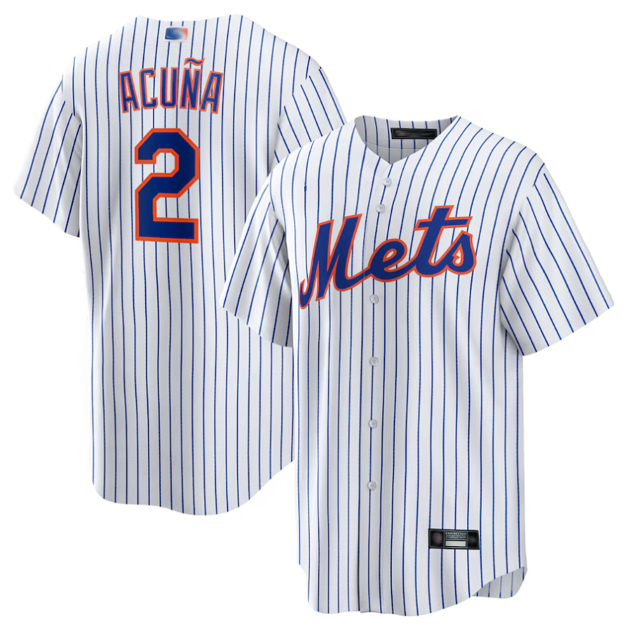 Custom #2 White NYM Baseball Shirt Top
