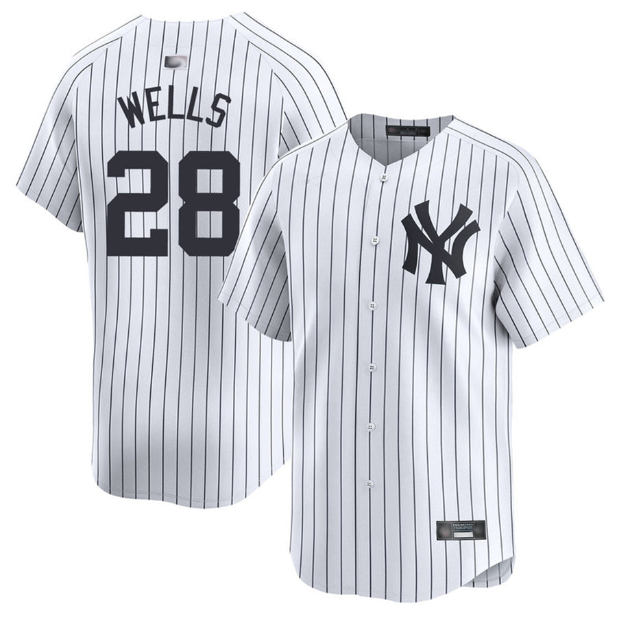 Custom #28 White NYY Baseball Shirt Top
