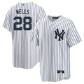 Custom #28 White NYY Baseball Shirt Top