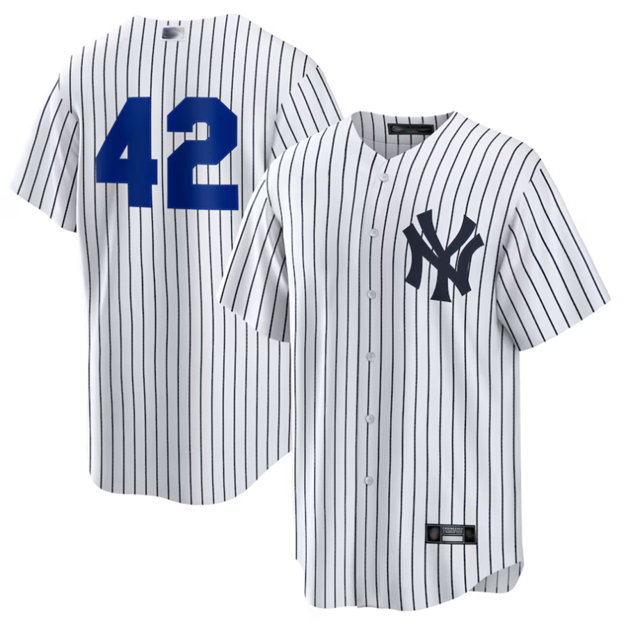 Custom #42 White 2025 Jackie Robinson Day NYY Baseball Shirt Top