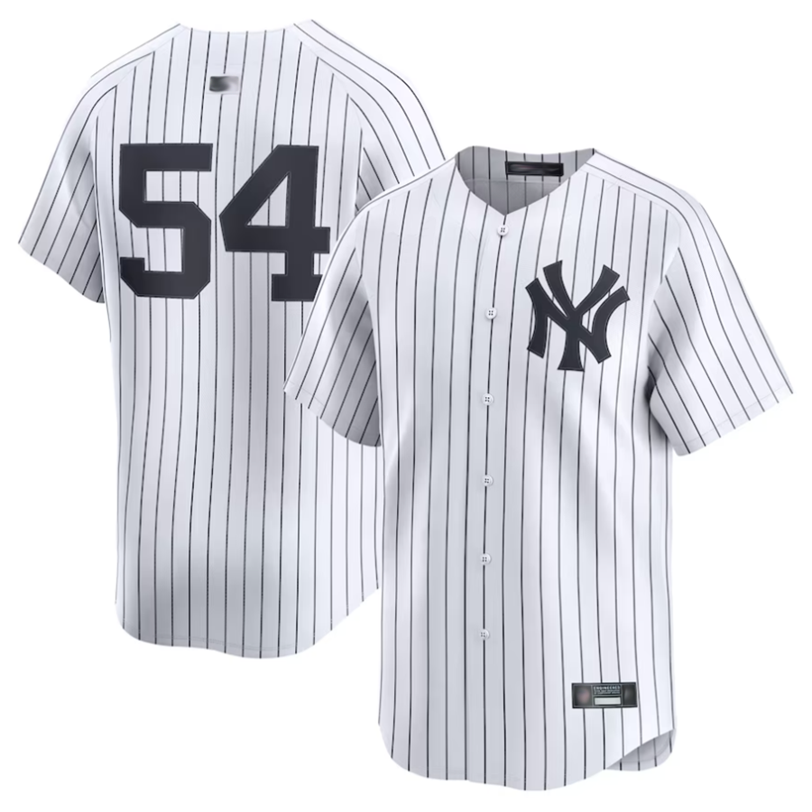 Custom #54 White NYY Baseball Shirt Top