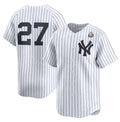Custom #27 White NYY Baseball Shirt Top
