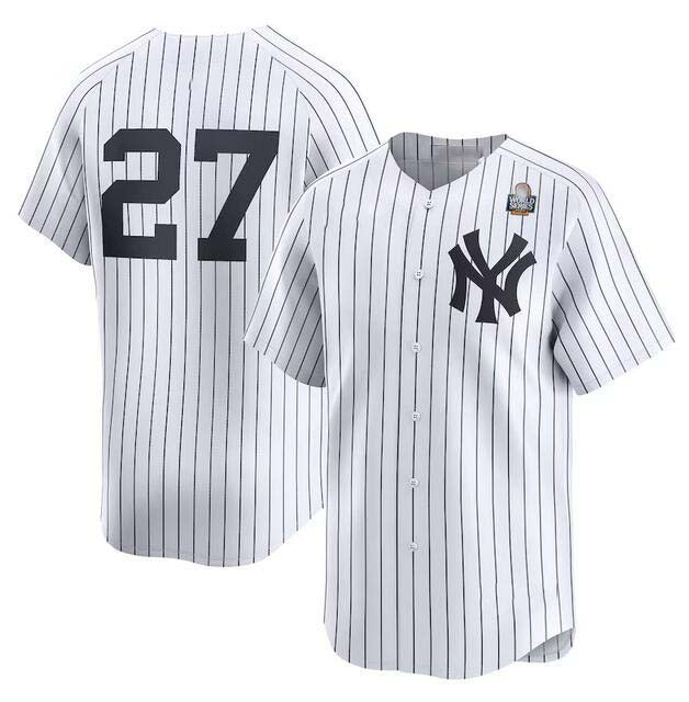 Custom #27 White NYY Baseball Shirt Top