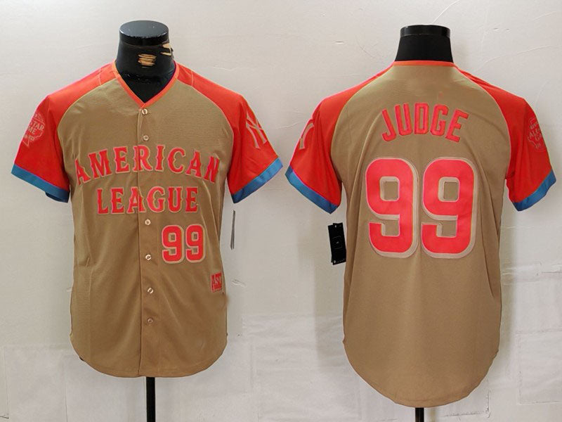 Custom #99 Cream All Star NYY Baseball Shirt Top