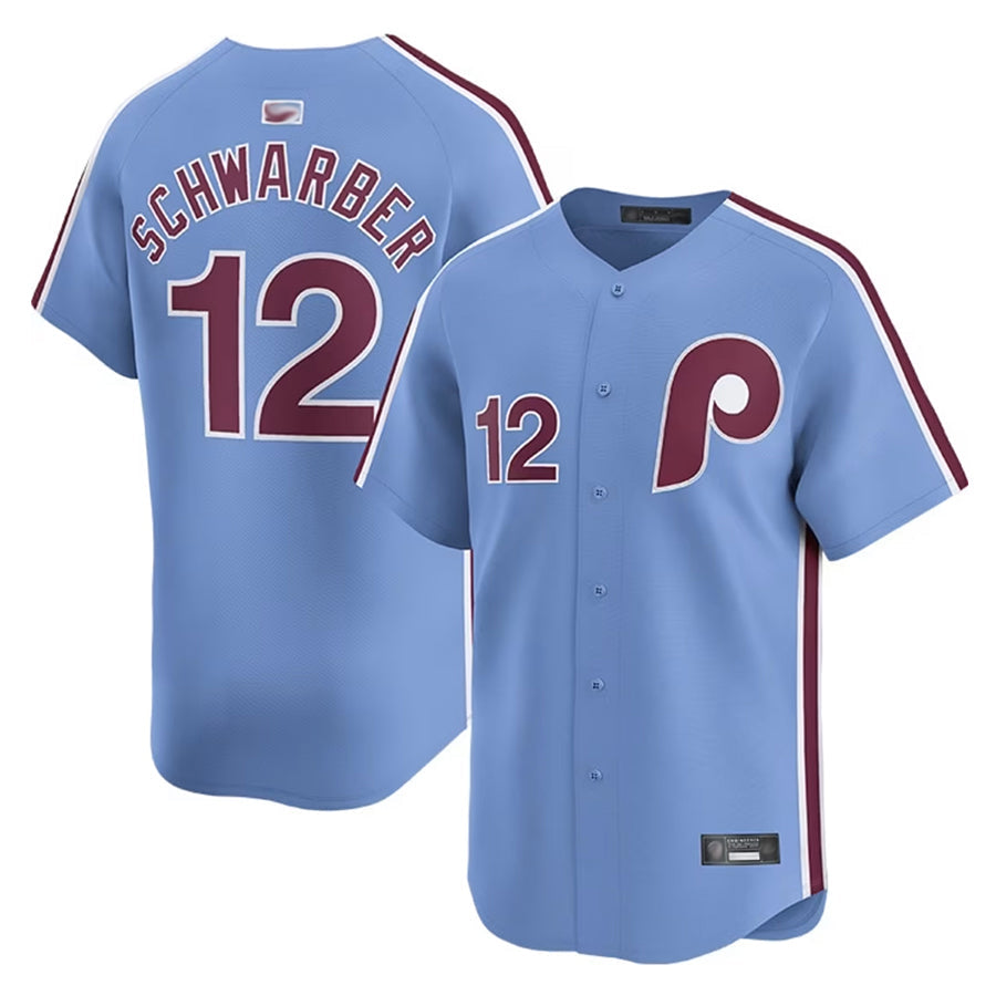 Custom #12 Light Blue PHI Baseball Shirt Top