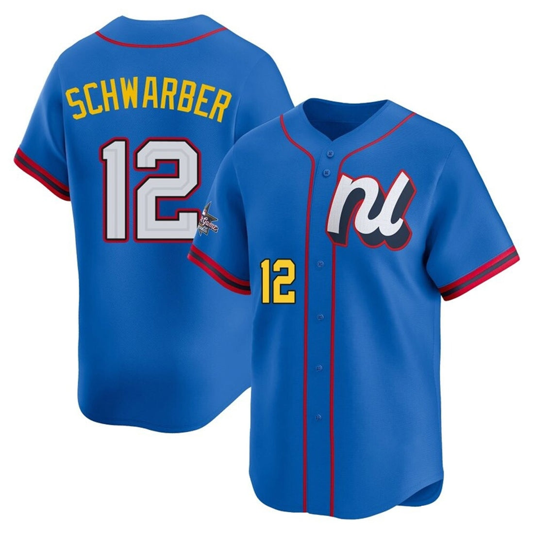Custom #12 Blue All Star PHI Baseball Shirt Top