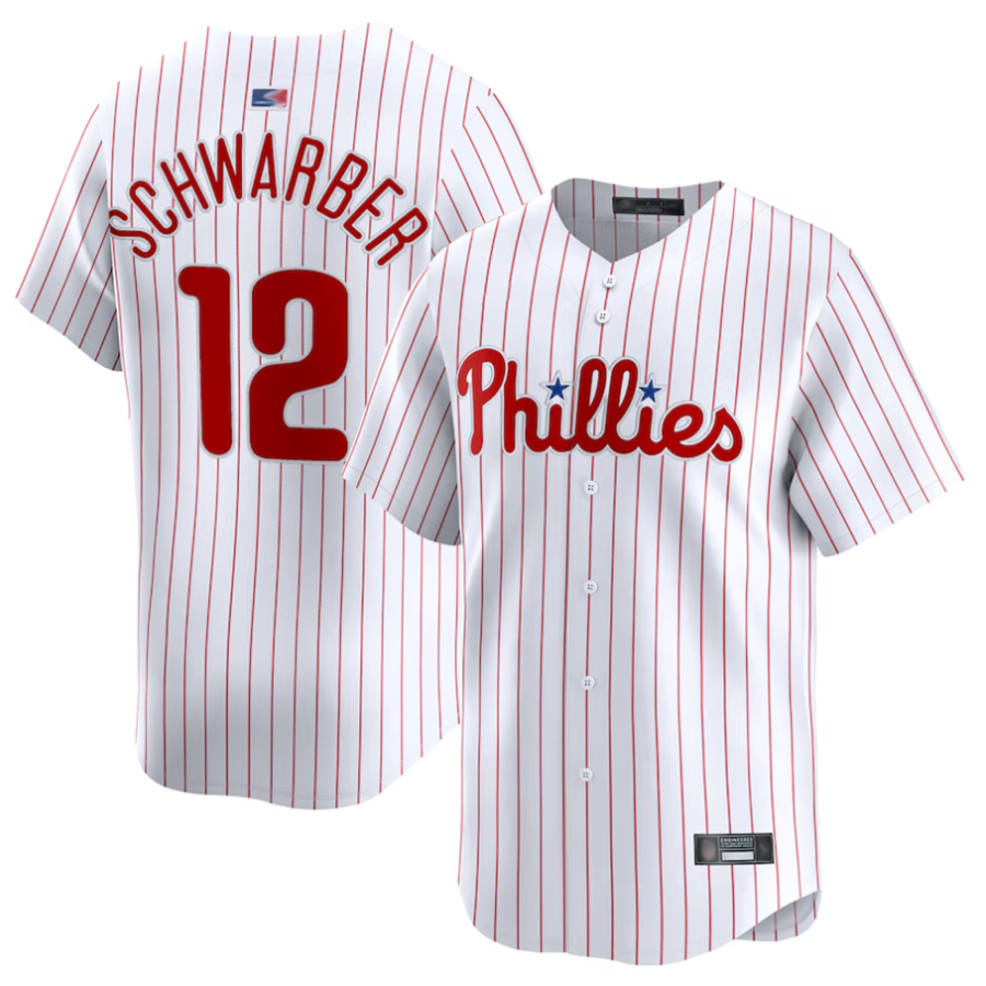 Custom #12 White PHI Baseball Shirt Top