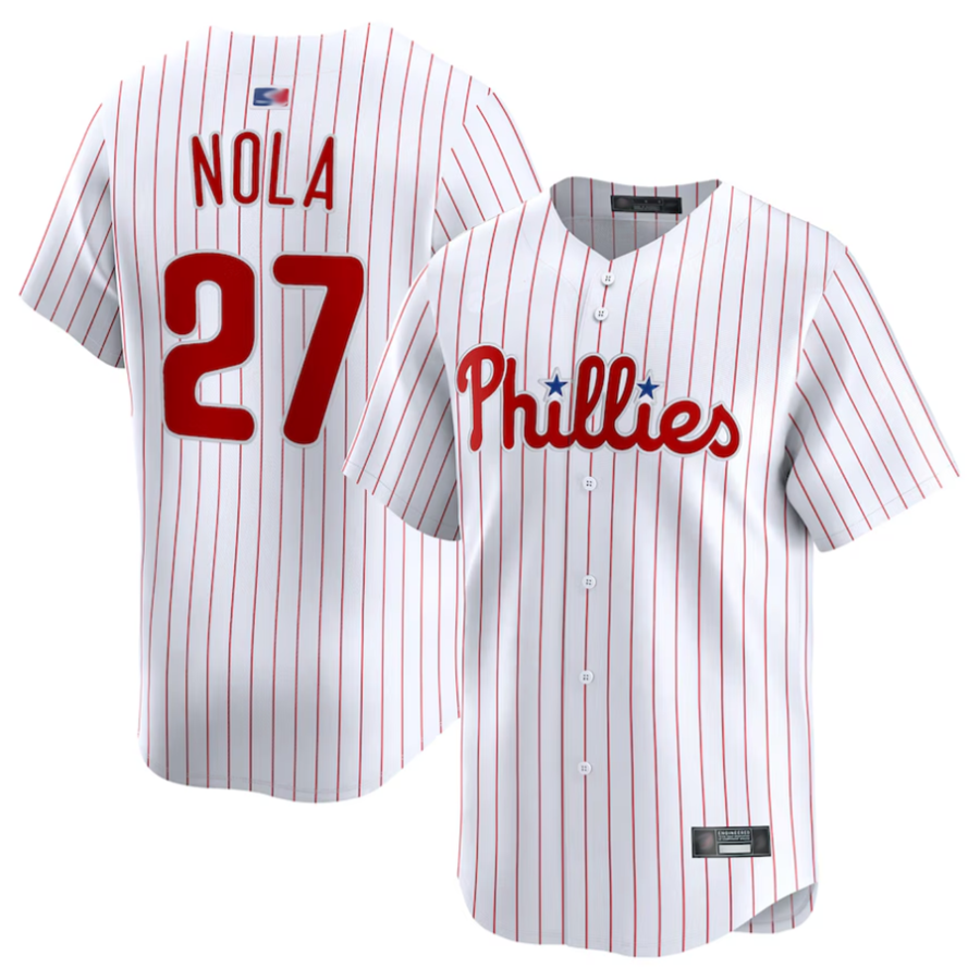 Custom #27 White PHI Baseball Shirt Top