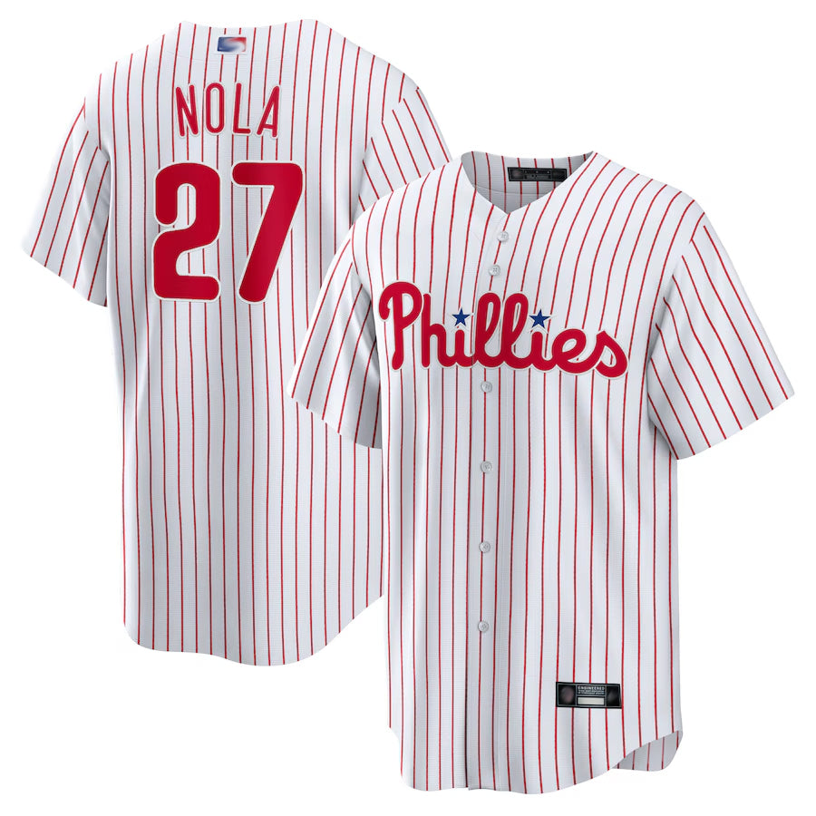 Custom #27 White PHI Baseball Shirt Top