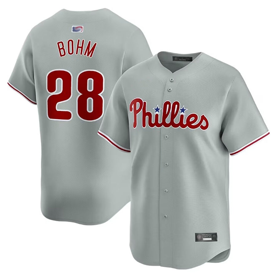 Custom #28 Grey PHI Baseball Shirt Top