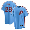 Custom #28 Light Blue PHI Baseball Shirt Top