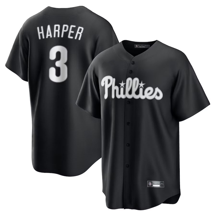 Custom #3 Black PHI Baseball Shirt Top