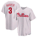 Custom #3 White PHI Baseball Shirt Top