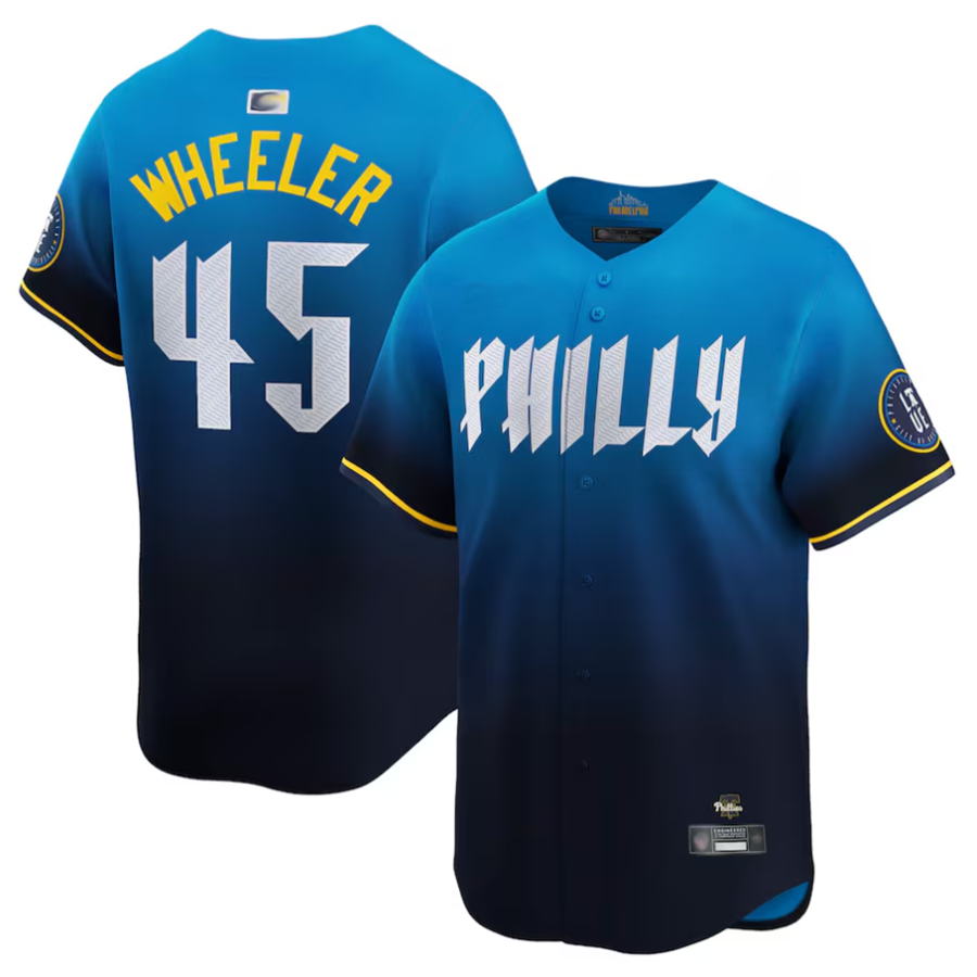 Custom #45 Blue City Connect PHI Baseball Shirt Top