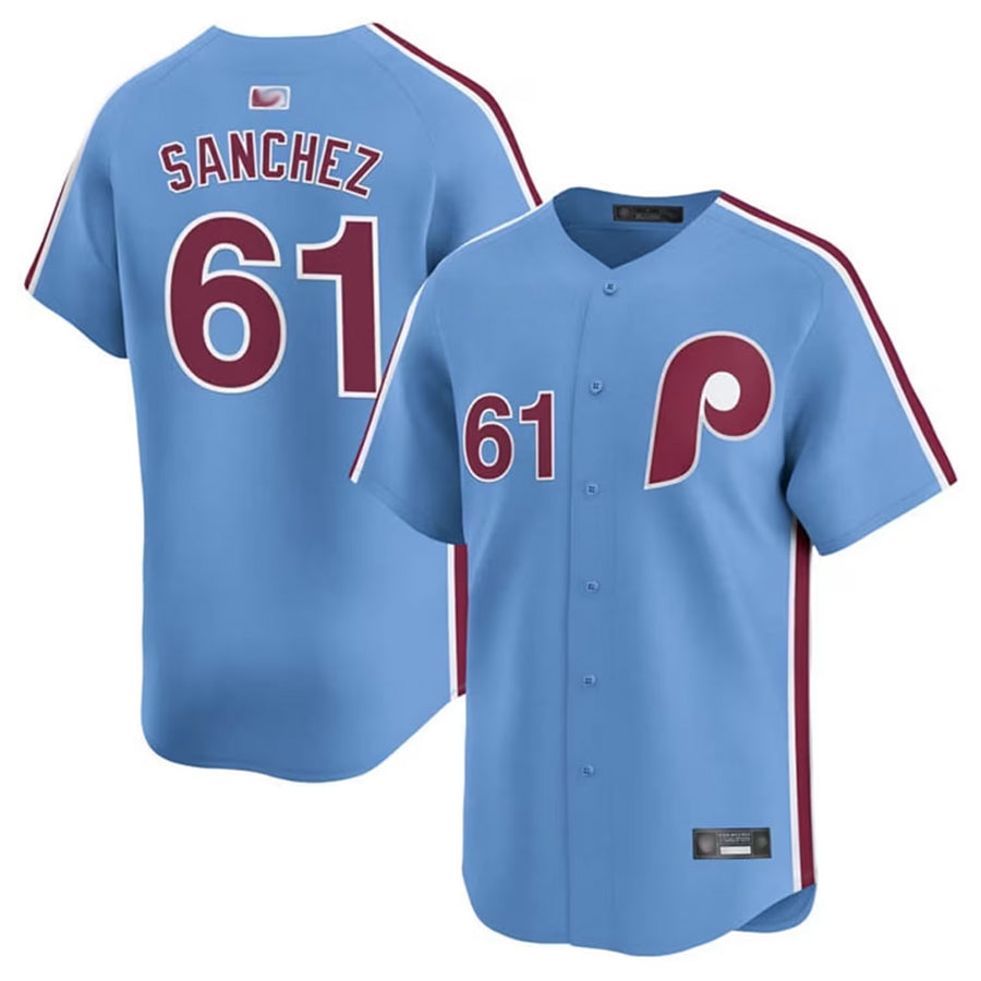 Custom #61 Light Blue PHI Baseball Shirt Top