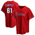 Custom #61 Red PHI Baseball Shirt Top