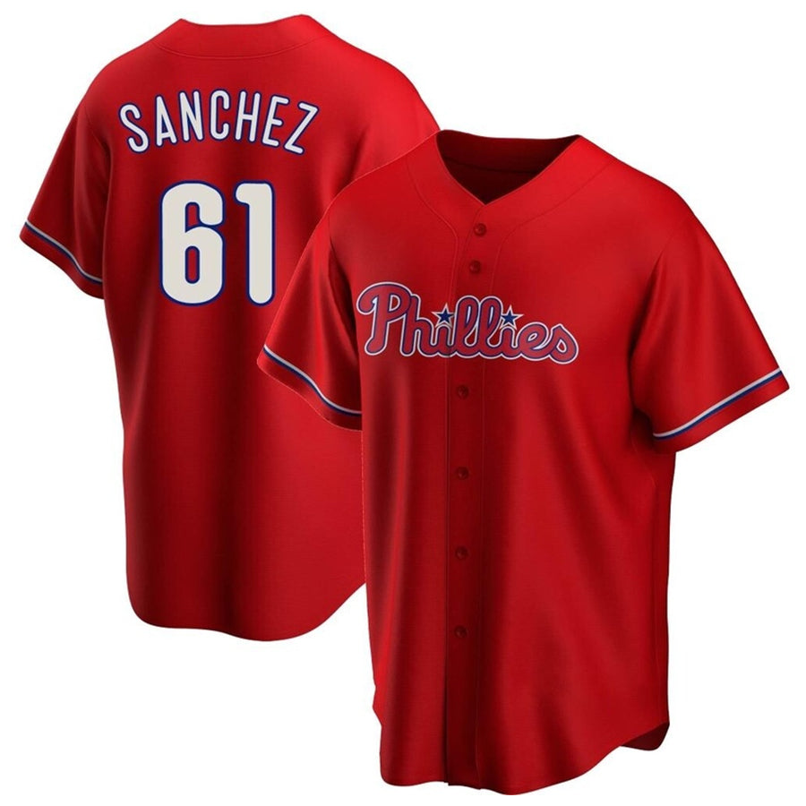 Custom #61 Red PHI Baseball Shirt Top