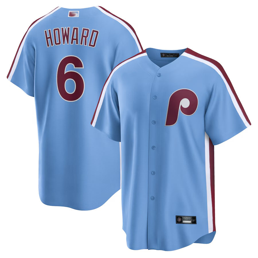 Custom #6 Light Blue PHI Baseball Shirt Top