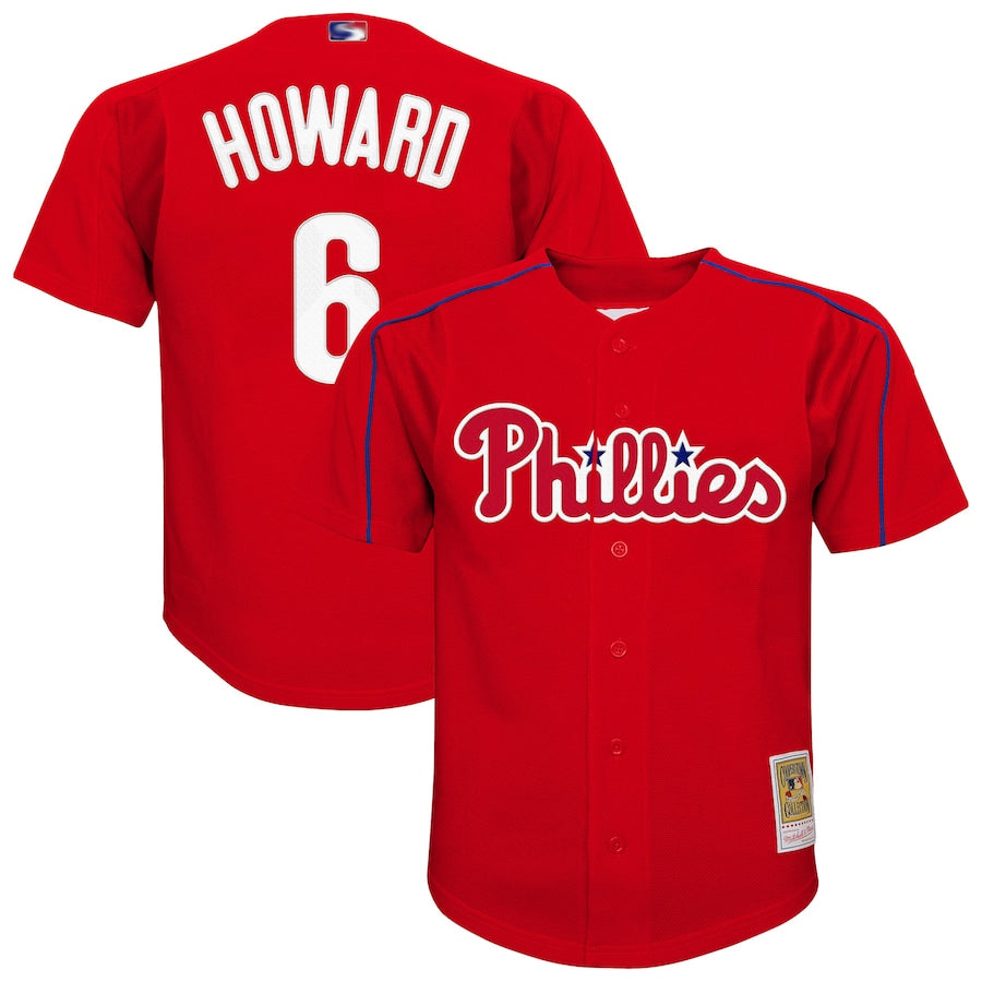 Custom #6 Red PHI Baseball Shirt Top
