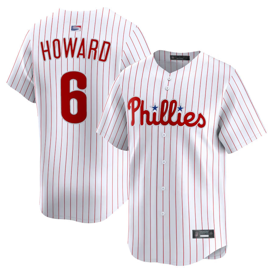 Custom #6 White PHI Baseball Shirt Top