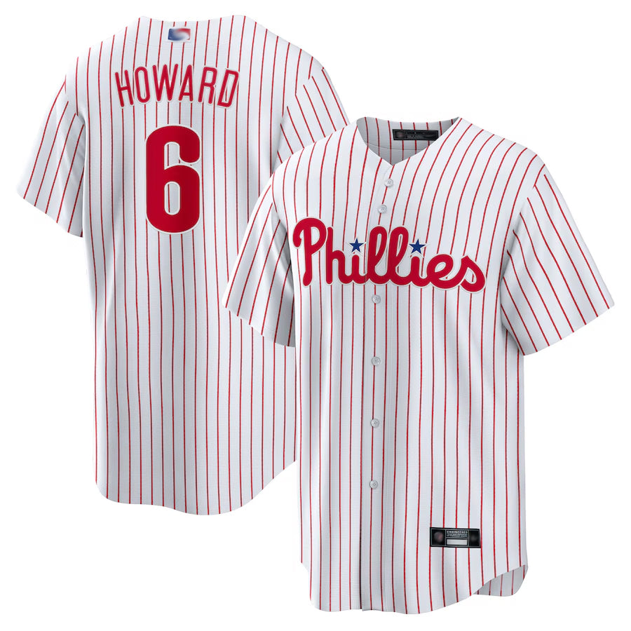 Custom #6 White PHI Baseball Shirt Top