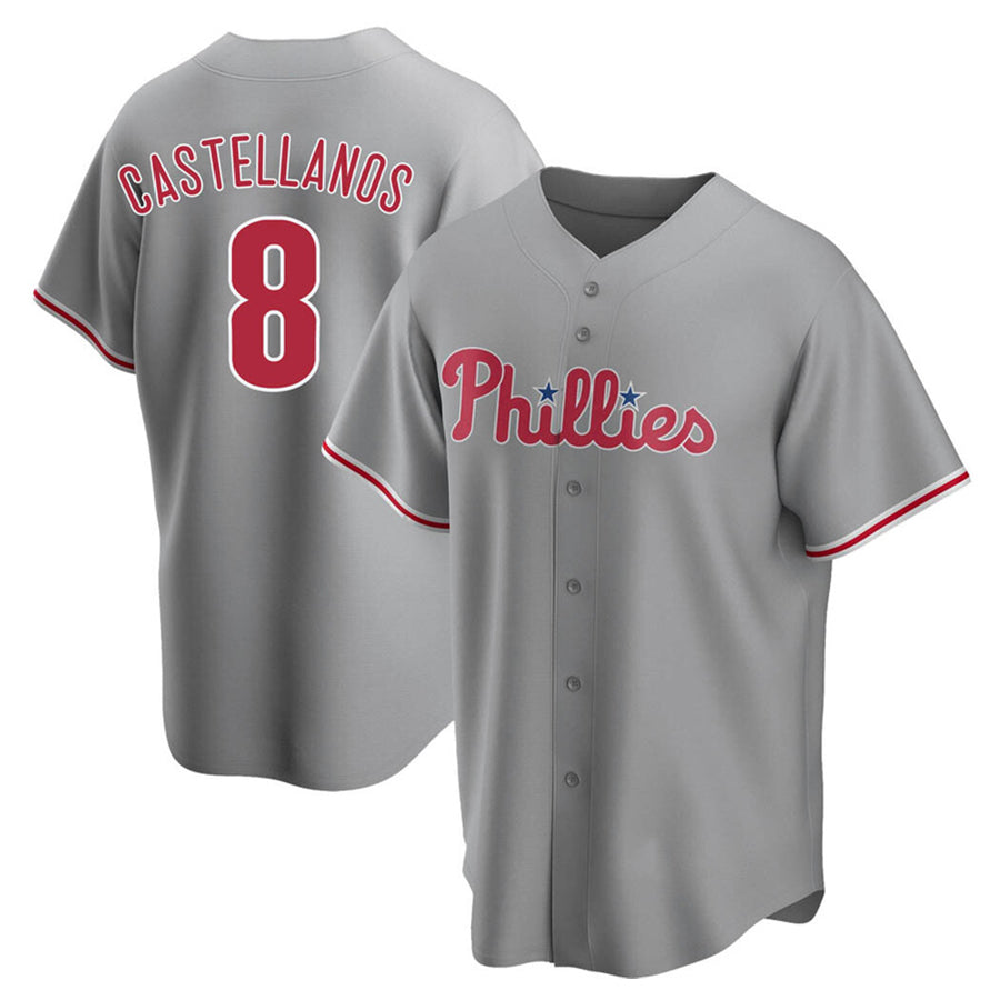 Custom #8 Gray PHI Baseball Shirt Top