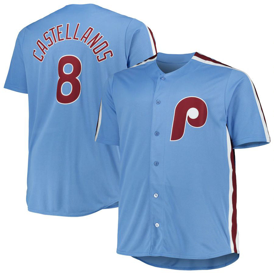 Custom #8 White PHI Baseball Shirt Top