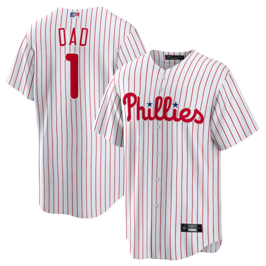 Custom #1 White PHI Baseball Shirt Top