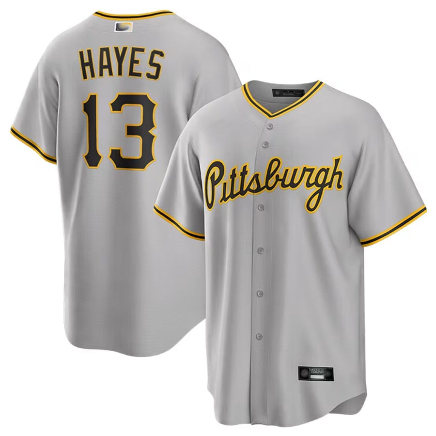 Custom #13 Gray PIT Baseball Shirt Top