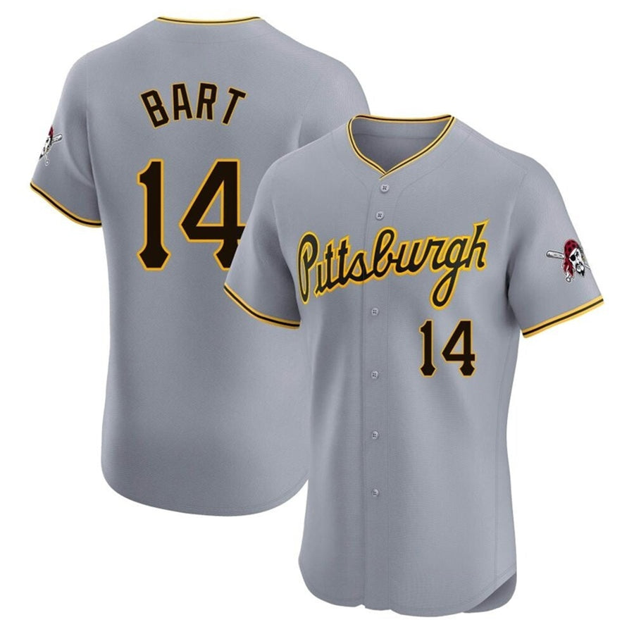Custom #14 Gray PIT Baseball Shirt Top