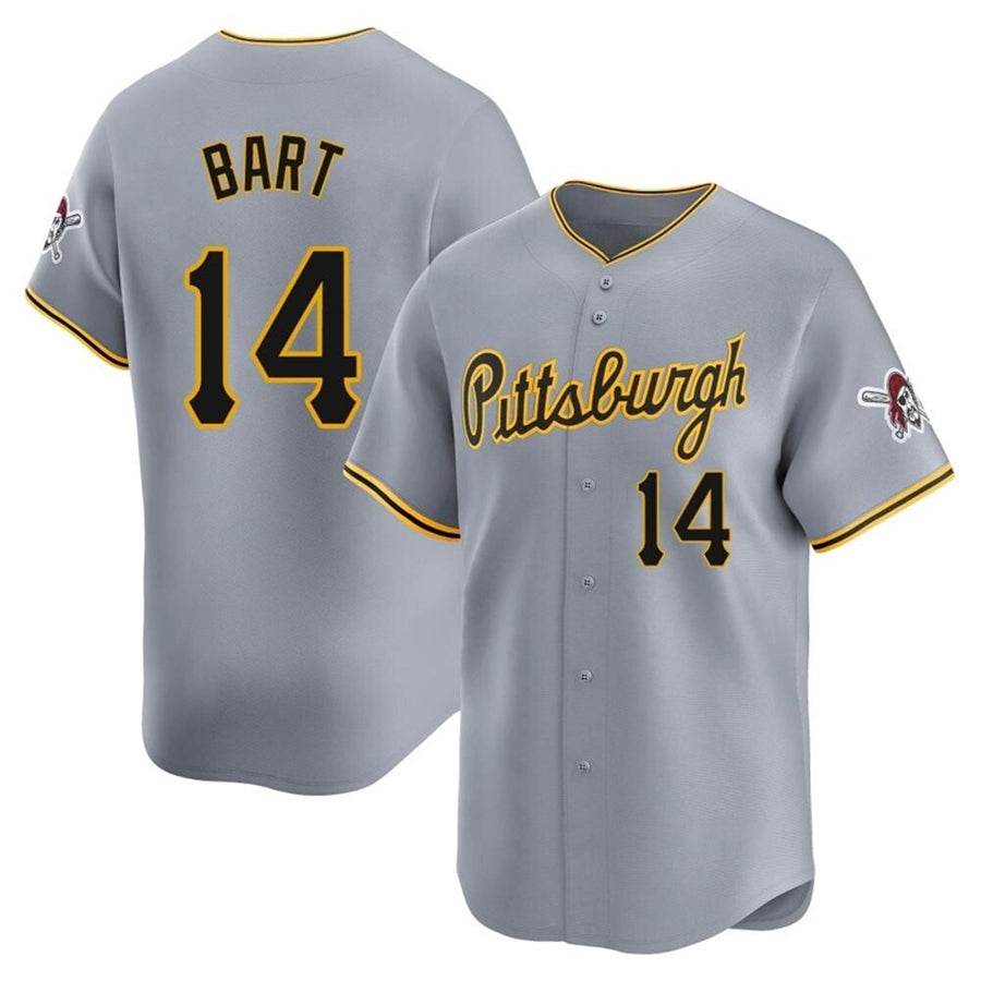 Custom #14 Grey PIT Baseball Shirt Top