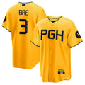 Custom #3 Gold City Connect PIT Baseball Shirt Top