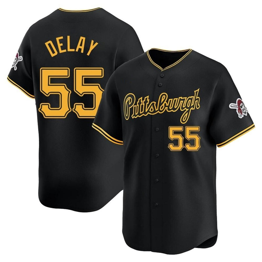 Custom #55 Gray PIT Baseball Shirt Top