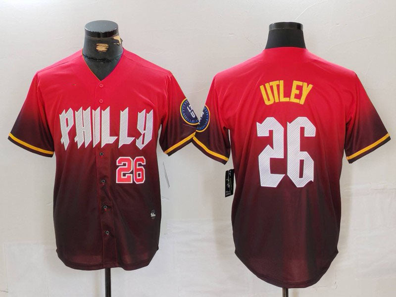 Custom #26 Red PHI Baseball Shirt Top