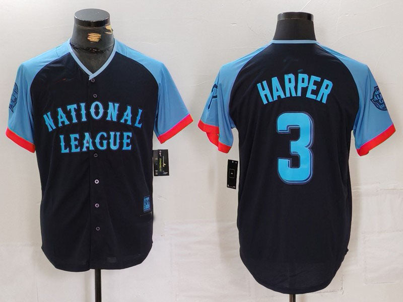 Custom #3 Navy All Star PHI Baseball Shirt Top