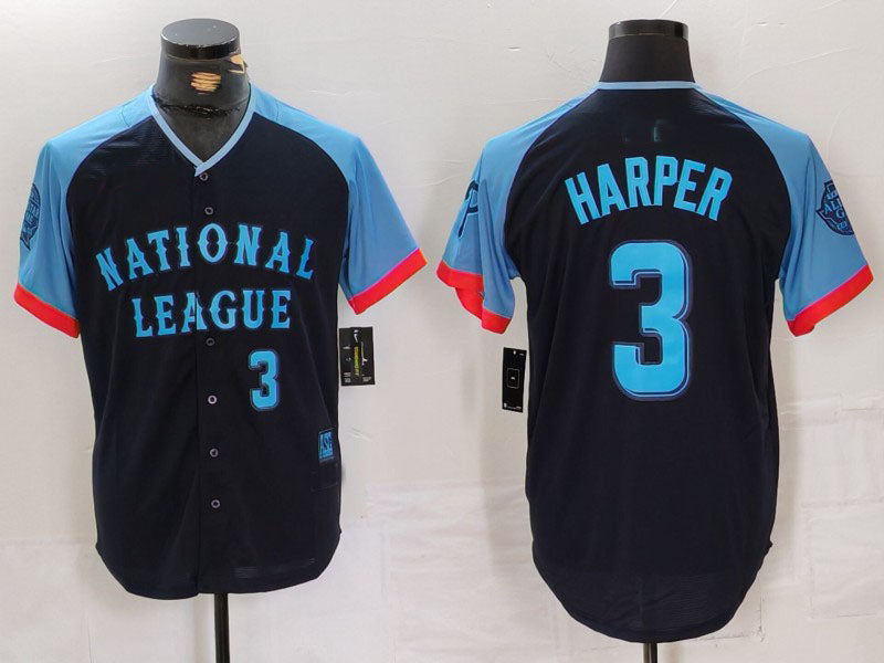 Custom #3 Navy All Star PHI Baseball Shirt Top