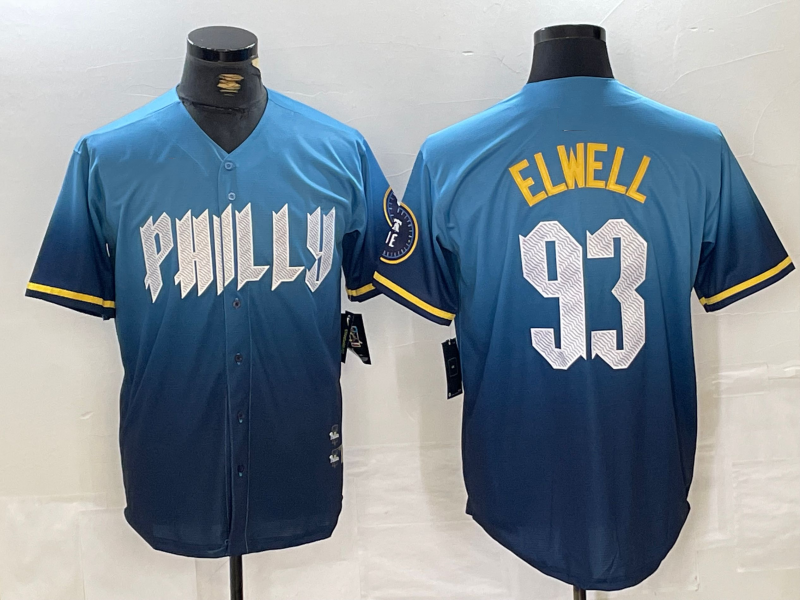 Custom #93 Blue City Connect PHI Baseball Shirt Top