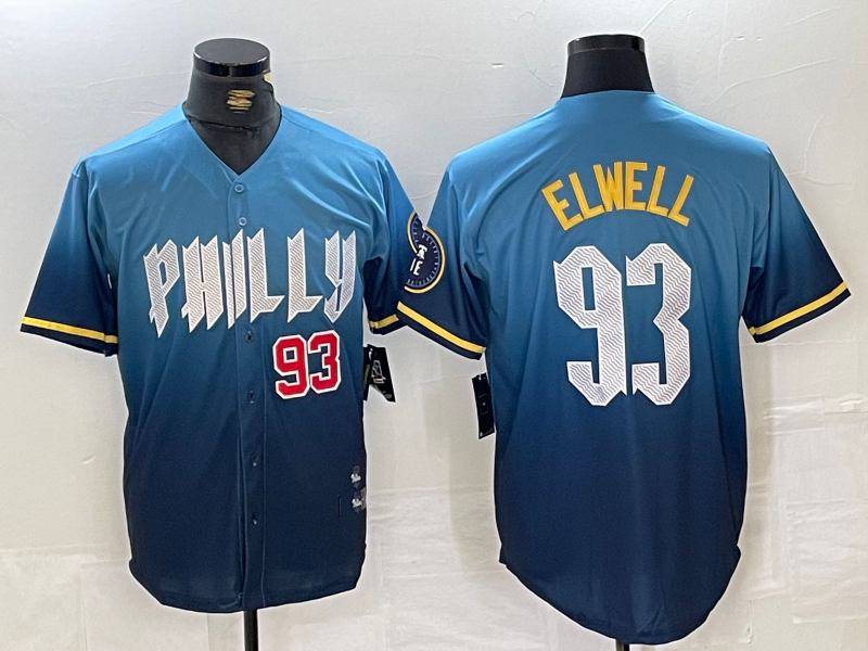 Custom #93 Blue City Connect PHI Baseball Shirt Top