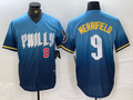 Custom #9 Blue City Connect PHI Baseball Shirt Top