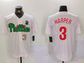 Custom #3 White PHI Baseball Shirt Top