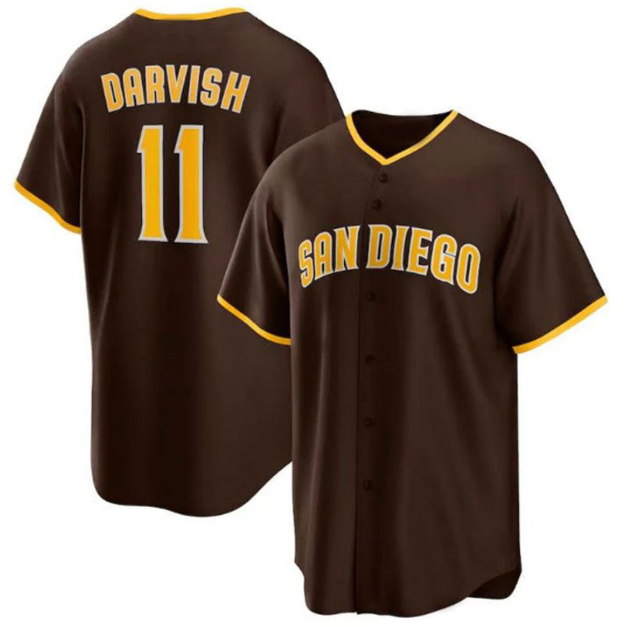 Custom #11 Brown SD Baseball Shirt Top